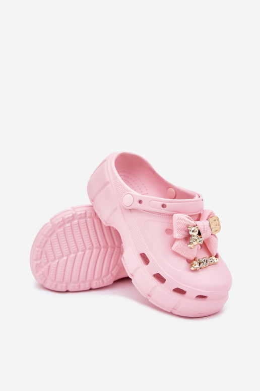 Slippers Kinderen Kinderen LichtgeInicht pantoffels met linten I Ozdobami roze Selvana Slippers Kinderen Kinderen LichtgeInicht pantoffels met linten I Ozdobami roze Selvana