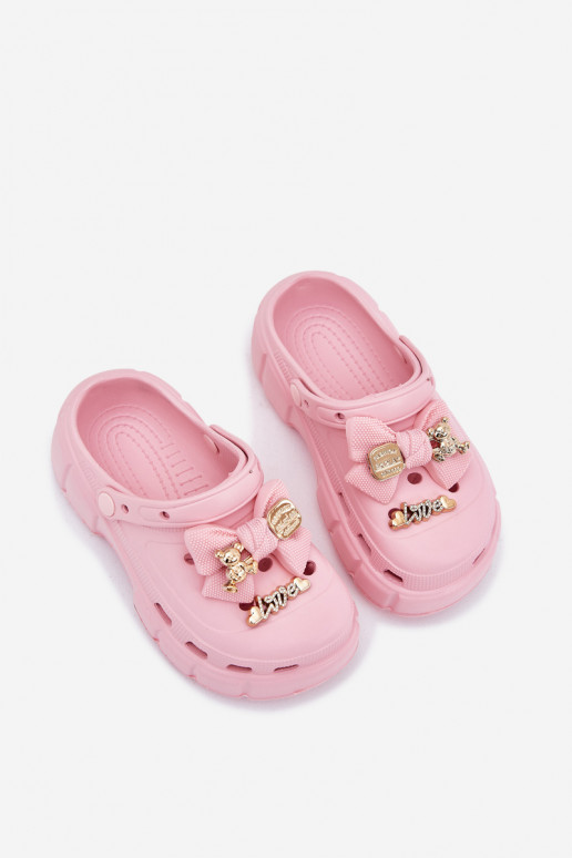 Slippers Kinderen Kinderen LichtgeInicht pantoffels met linten I Ozdobami roze Selvana Slippers Kinderen Kinderen LichtgeInicht pantoffels met linten I Ozdobami roze Selvana