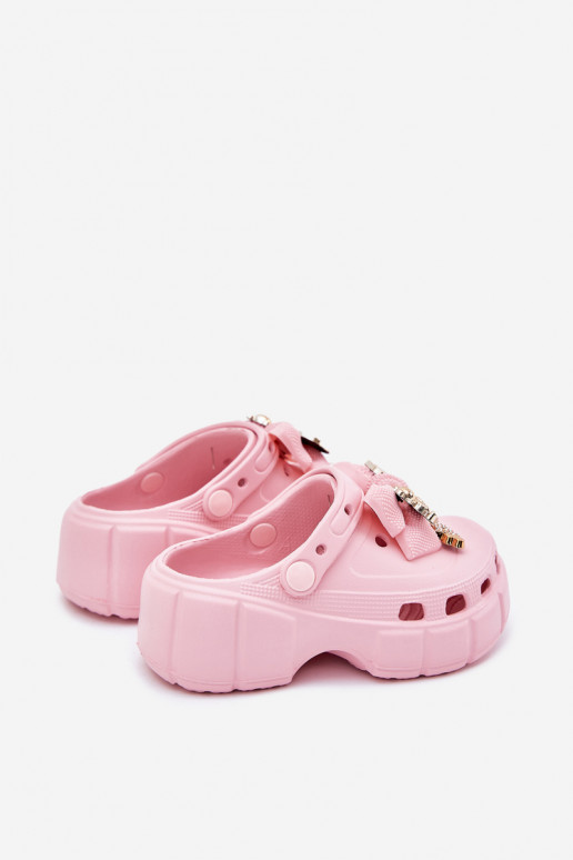 Slippers Kinderen Kinderen LichtgeInicht pantoffels met linten I Ozdobami roze Selvana Slippers Kinderen Kinderen LichtgeInicht pantoffels met linten I Ozdobami roze Selvana