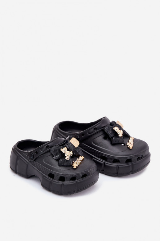 Hausschuhe Kindisch Kindisch Leichte Hausschuhe mit Bändern I Ozdobami schZuarze Farbe Selvana Hausschuhe Kindisch Kindisch Leichte Hausschuhe mit Bändern I Ozdobami schZuarze Farbe Selvana