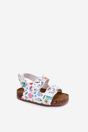 Sandales pour enfants Sur une semelle en liège avec boucles OÀoce couleur blanche Thessa 2
