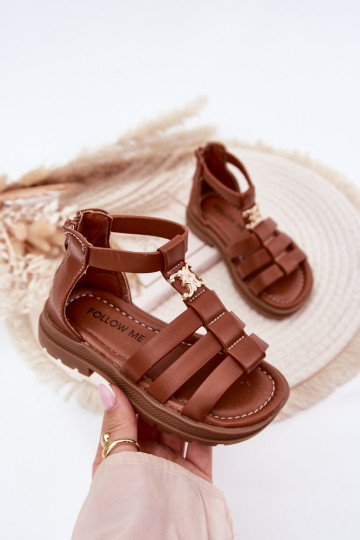 Kinderen sandalen Gladiator Ze gouden kleurm Detalem bruine kleur Vesira