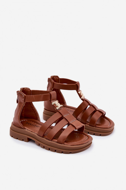 Kinderen sandalen Gladiator Ze gouden kleurm Detalem bruine kleur Vesira