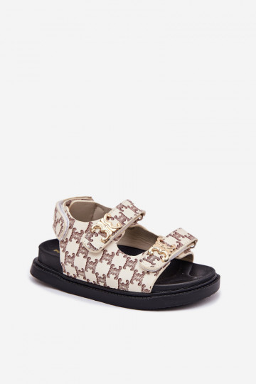 Kindersandalen met zelfklevende bevestigingsmiddelen Ze gouden kleurmi Detalami beige Cavina 2