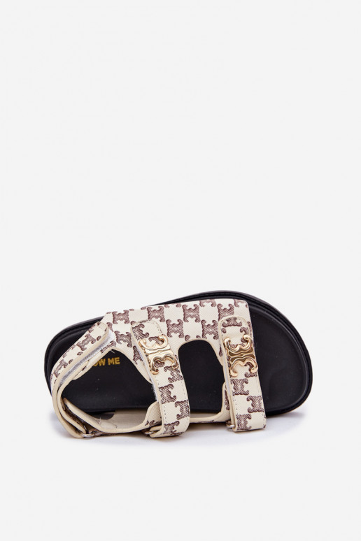 Sandales pour enfants avec attaches adhésives Ze couleur doréemi Detalami beige Cavina