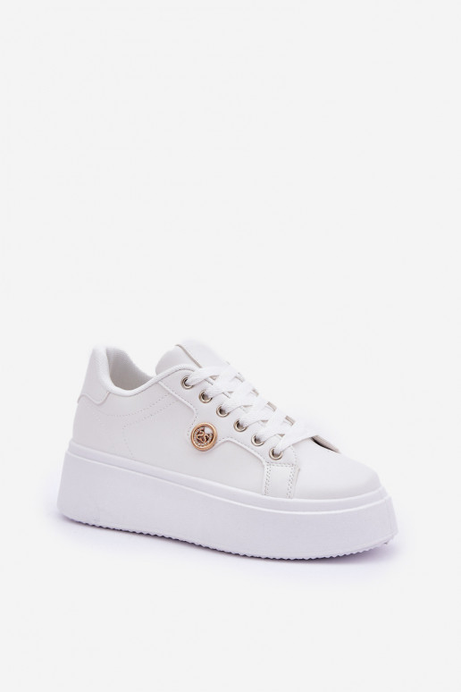 Eko Peau Chaussures modèle baskets avec une plateforme Ze couleur doréem Detalem couleur blanche Zingie