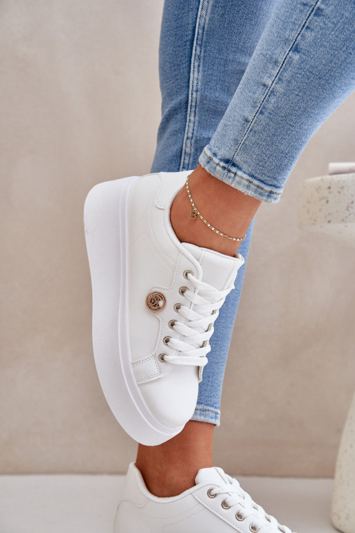 Eko Leer Sneakers model schoenen met platform Ze gouden kleurm Detalem Initte kleur Zingie