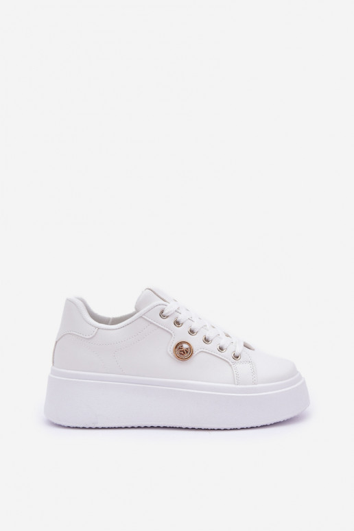 Eko Peau Chaussures modèle baskets avec une plateforme Ze couleur doréem Detalem couleur blanche Zingie