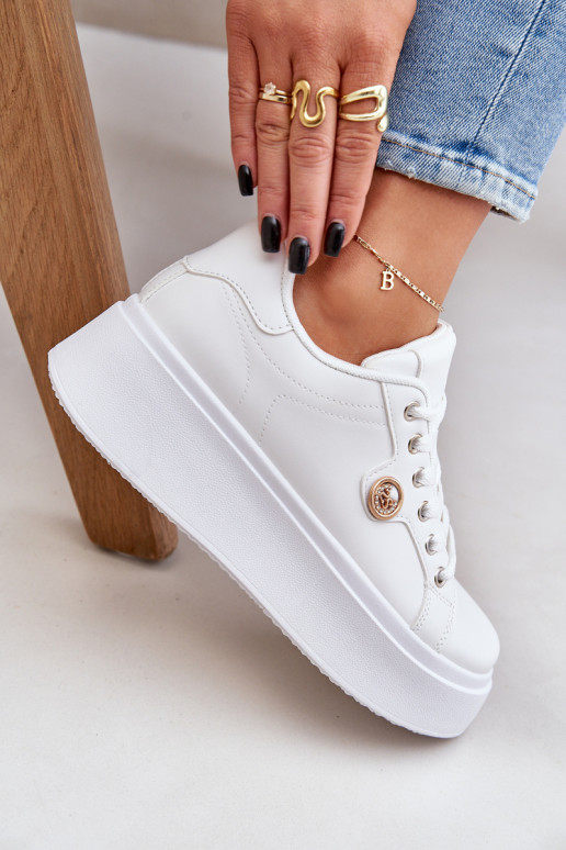 Eko Leer Sneakers model schoenen met platform Ze gouden kleurm Detalem Initte kleur Zingie