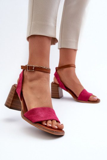 Damen-Sandalen mit hohen Absätzen Z aus Öko-INildlederu pinke Farbe Ronvia