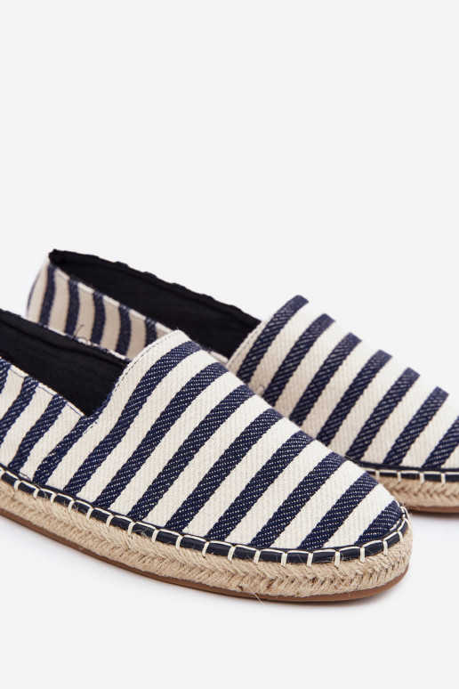 Mâle espadrilles Z  avec des bandes bleu foncé Kerenz Mâle espadrilles Z  avec des bandes bleu foncé Kerenz