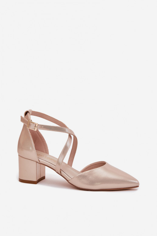 Schoenen met hakken van ecoleer Sergio Leone SK830 gouden kleur Schoenen met hakken van ecoleer Sergio Leone SK830 gouden kleur