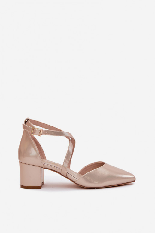 Chaussures avec des talons en cuir écologique Sergio Leone SK830 couleur dorée Chaussures avec des talons en cuir écologique Sergio Leone SK830 couleur dorée