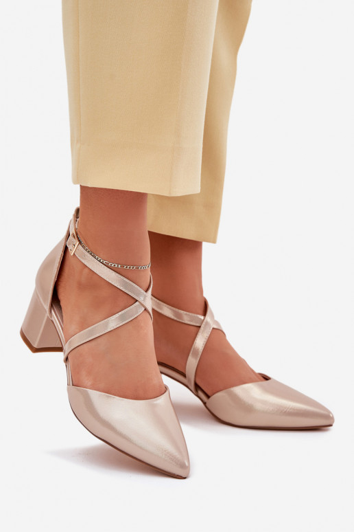 Schoenen met hakken van ecoleer Sergio Leone SK830 gouden kleur Schoenen met hakken van ecoleer Sergio Leone SK830 gouden kleur