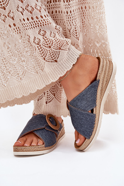 Damespantoffels Op de INig versieren met gespen Inblu RV000012 blauIn Damespantoffels Op de INig versieren met gespen Inblu RV000012 blauIn