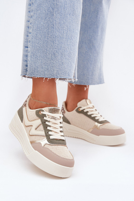Sneakers model schoenen Dames met platform met luipaardbontpatronen beige Kelsia Sneakers model schoenen Dames met platform met luipaardbontpatronen beige Kelsia