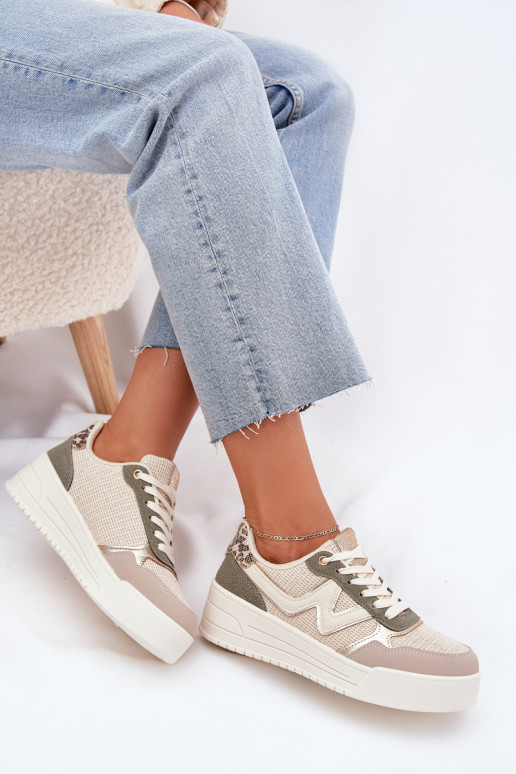 Sneakers Stilvollllschuhe Feminin mit einer Plattform mit Leopardenfellmuster Beige Kelsia Sneakers Stilvollllschuhe Feminin mit einer Plattform mit Leopardenfellmuster Beige Kelsia