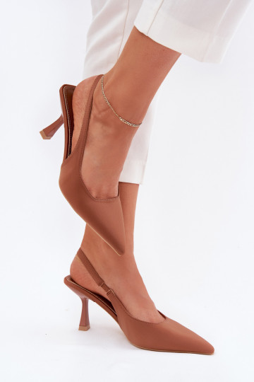 Damensandalen mit dünnen Absätzen braune Farbe Lunira 2