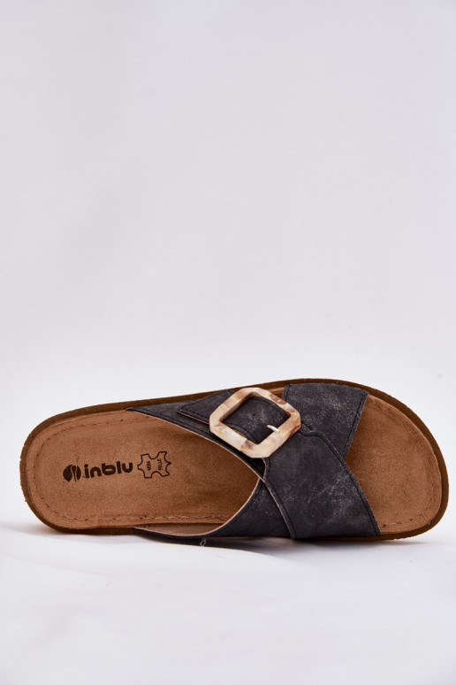 Damenhausschuhe mit Schnallen Inblu ED000025 schZuarze Farbe