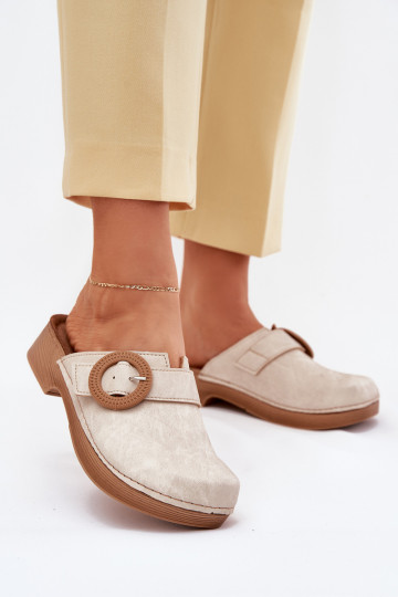 Slippers Klompen Dames met gespen Inblu TF000001 beige 2