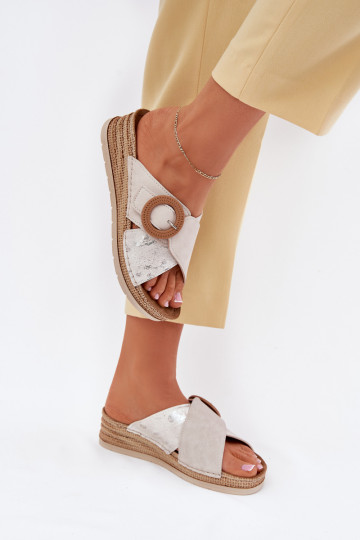 Damespantoffels Op de INig versieren met gespen Inblu RV000012 ivoor