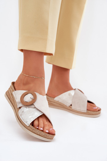 Chaussons pour femmes sur plateforme décorés de boucles Inblu RV000012 couleur ivoire 2
