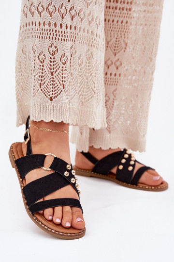 Damensandalen mit breiten Absätzen Ze goldene Farbemi Stollen schZuarze Farbe Zanira