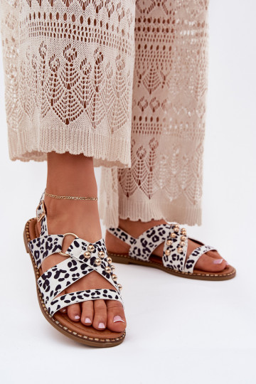 Sandales à talons larges avec boucles dorées couleur blanche et noire Zanira 2