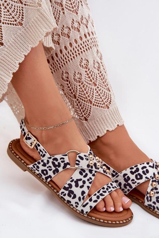 Sandales pour femmes avec des talons larges Ze couleur doréemi Goujons Blanc-couleur noire Zanira