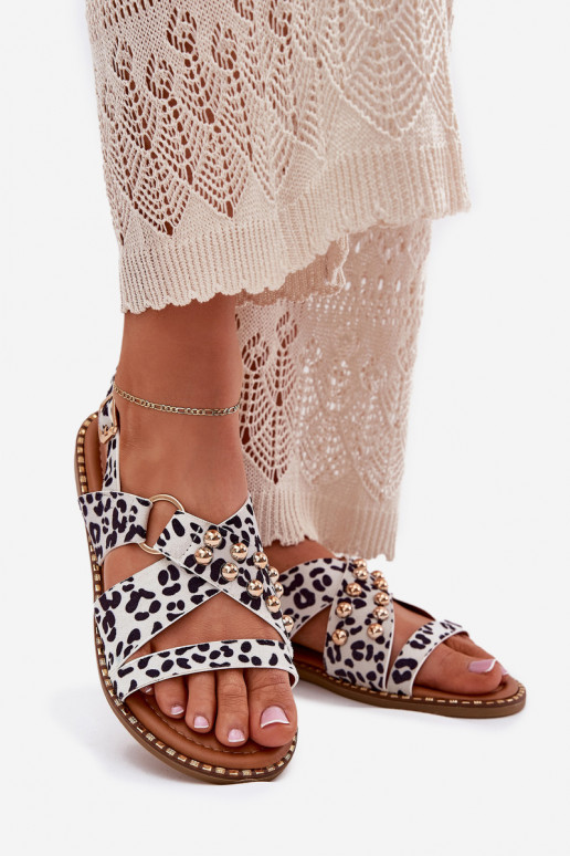 Dames sandalen met brede hakken Ze gouden kleurmi Studs INit-zInart Zanira