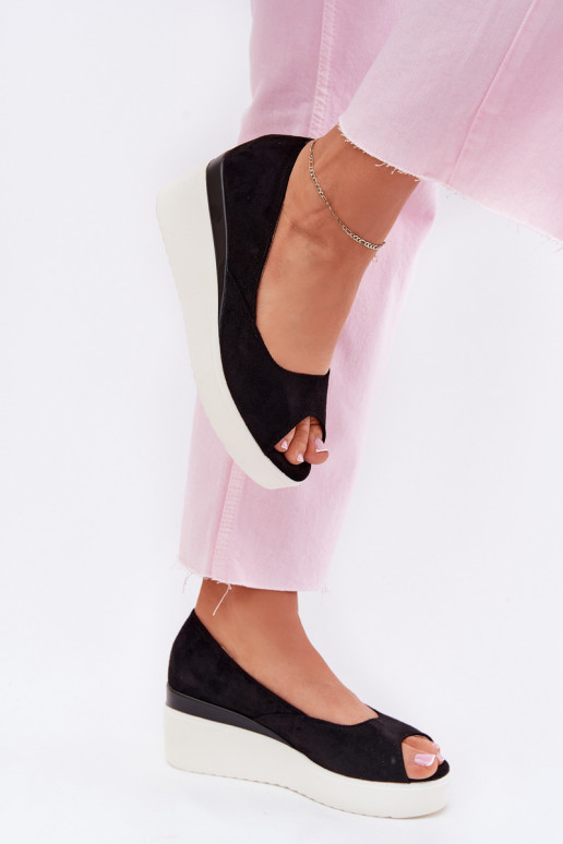 Damensandalen Auf einem Keil Z aus Öko-INildlederu schZuarze Farbe Velira