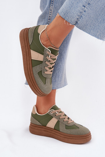 Sneakers model schoenen Dames met platform groene kleur Dovina