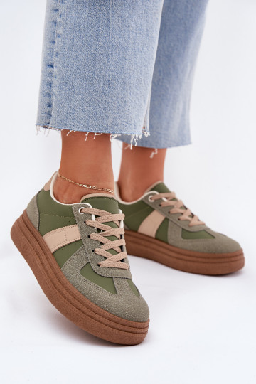 Sneakers model schoenen Dames met platform groene kleur Dovina 2