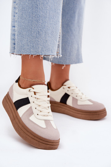 Sneakers model schoenen Dames met platform beige Dovina