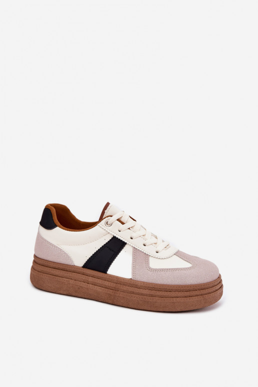 Chaussures modèle baskets Féminin avec une plateforme beige Dovina