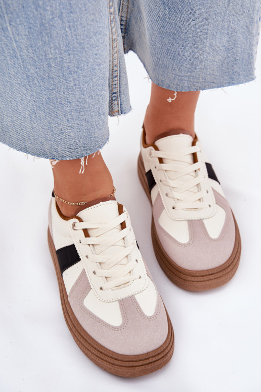 Sneakers Stilvollllschuhe Feminin mit einer Plattform Beige Dovina