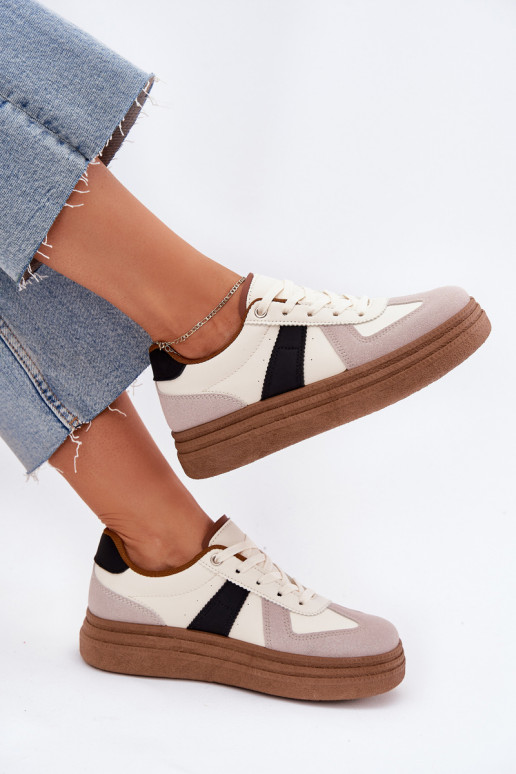 Chaussures modèle baskets Féminin avec une plateforme beige Dovina