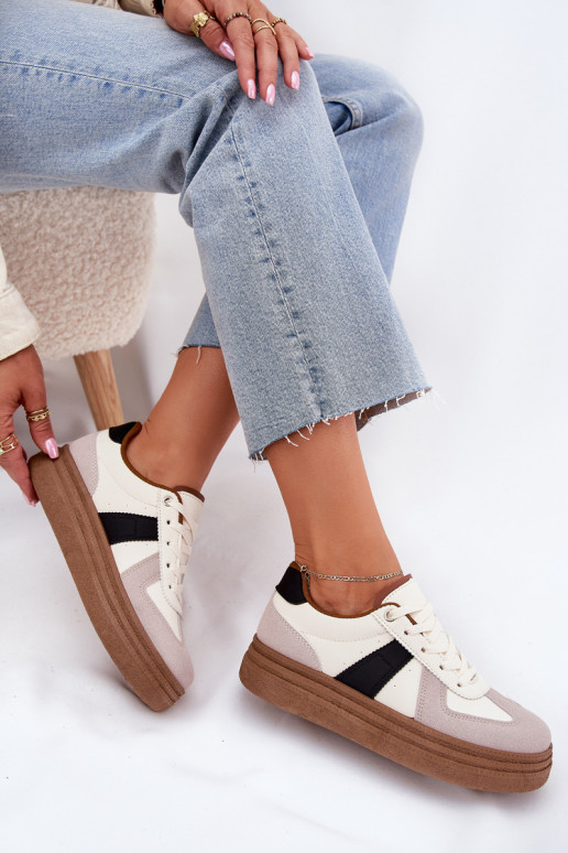 Sneakers Stilvollllschuhe Feminin mit einer Plattform Beige Dovina