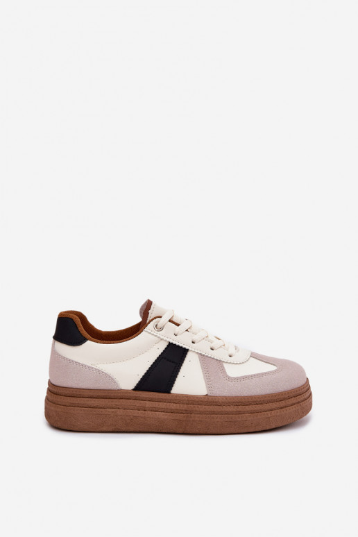 Chaussures modèle baskets Féminin avec une plateforme beige Dovina