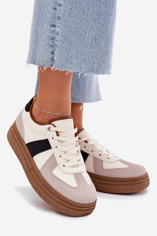 Sneakers Stilvollllschuhe Feminin mit einer Plattform Beige Dovina