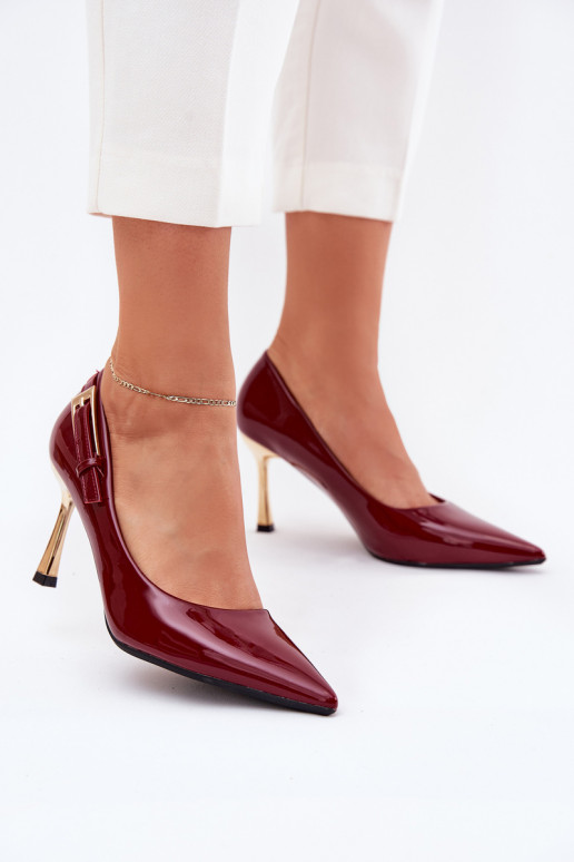 avec effet vernis chaussures à talons hauts avec boucles dorées Bourgogne Mivira