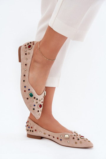 Ballerinas Dames Versierd Kryształkami beige Valena 2