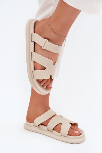 Rubber Damespantoffels met riemen beige Tavirae