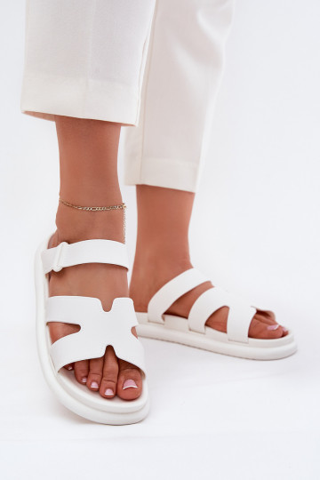 Claquettes en caoutchouc femme avec brides couleur blanche Tavirae 2