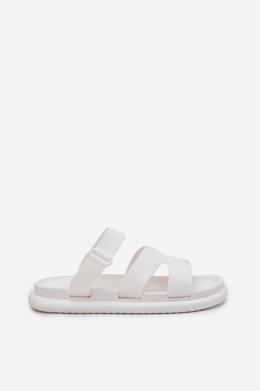 Caoutchouc Pantoufles pour femmes avec des sangles couleur blanche Tavirae