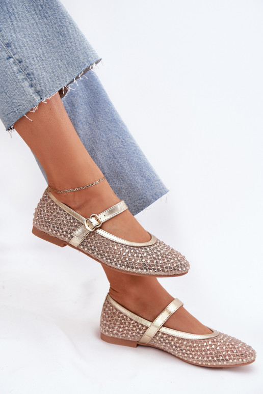 Décoré Ballerines Féminin avec des sangles I avec boucles couleur dorée Avirae