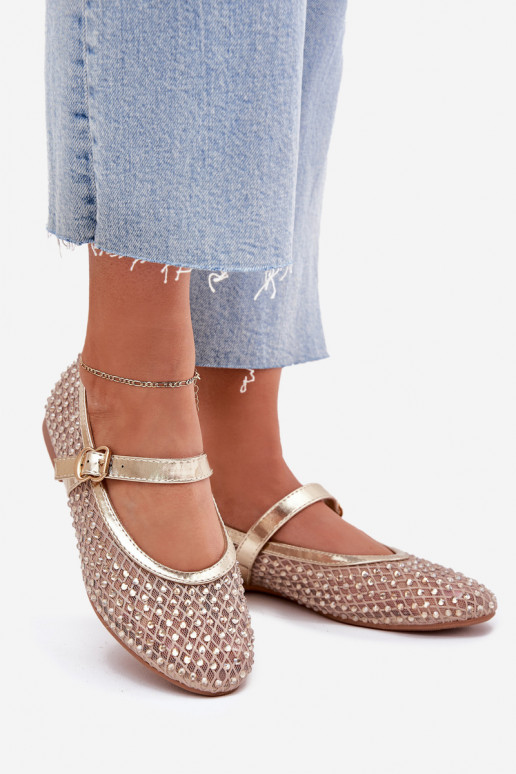 Décoré Ballerines Féminin avec des sangles I avec boucles couleur dorée Avirae