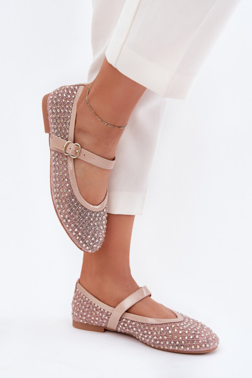 Dekoriert Ballerinas Feminin mit Riemen I mit Schnallen Beige Avirae