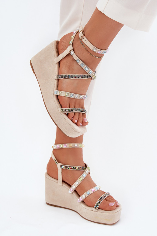 Damensandalen Auf einem Keil Mit Dekoration Zu Paskach Beige Lunara Damensandalen Auf einem Keil Mit Dekoration Zu Paskach Beige Lunara