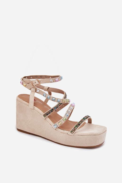 Damensandalen Auf einem Keil Mit Dekoration Zu Paskach Beige Lunara Damensandalen Auf einem Keil Mit Dekoration Zu Paskach Beige Lunara